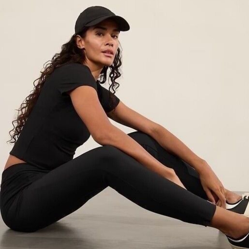 Athleta Mid Rise Women's Black Slim Fit Strechy Trouser Pockets Career Pants 16